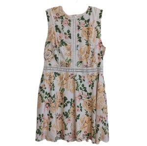 Floral Lace-Trim Sleeveless Dress - Cream & Yellow